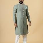 Classic Moss Green Achkan for Men | Elegant Ethnic Wear | Jaipurio